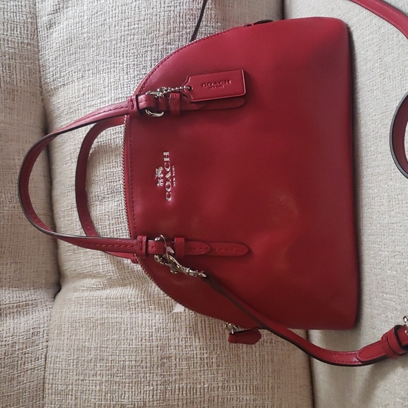 Coach Handbags - Coach Peyton Leather Mini Handbag New Red 🥳 + Free gft